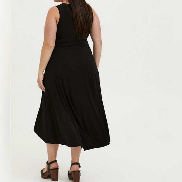 TORRID Midi Studio Knit Hi-Low Black Womens waist sash dress size 1x (14-16) - Picture 3 of 15